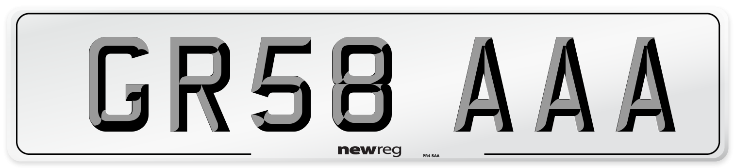 GR58 AAA Number Plate from New Reg